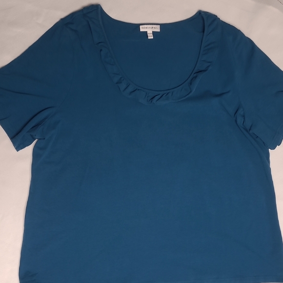 Fashion BugTeal Blouse with Ruffle Neckline 26/28W - Picture 4 of 9